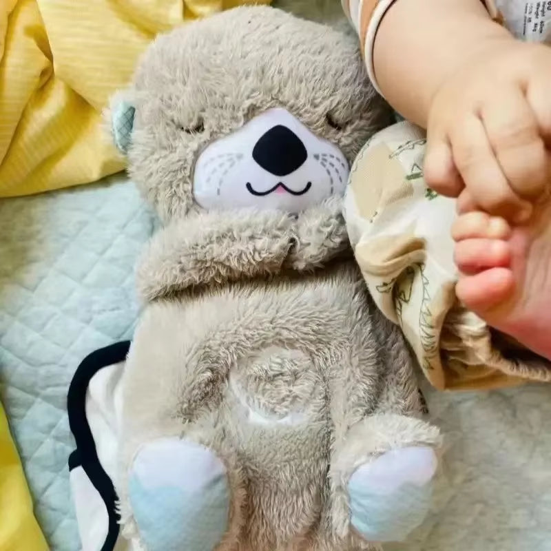 Baby Breath Baby Bear Soothes Otter Plush Toy Doll Toy Child Soothing Music Sleep Companion Sound and Light Doll Toy Gifts